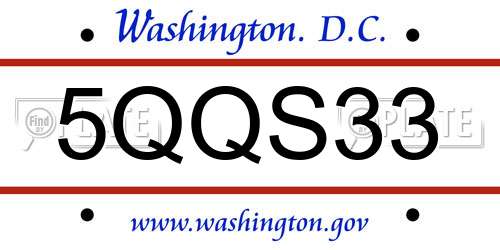 5QQS33 District Of Columbia License Plate