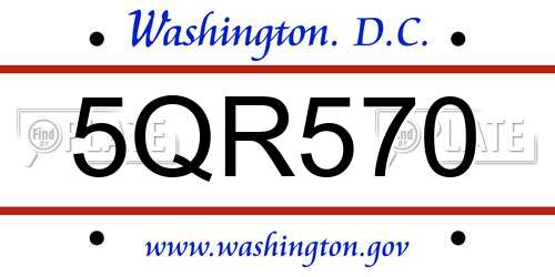 5QR570 District Of Columbia License Plate