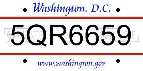 5QR6659 District Of Columbia License Plate