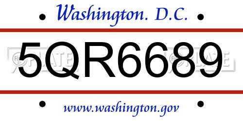 5QR6689 District Of Columbia License Plate