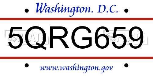 5QRG659 District Of Columbia License Plate