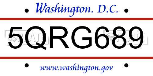 5QRG689 District Of Columbia License Plate