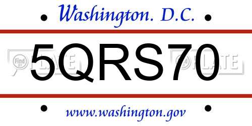 5QRS70 District Of Columbia License Plate