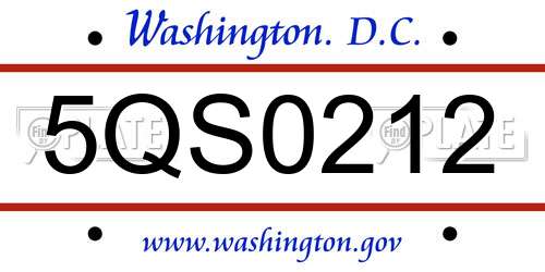 5QS0212 District Of Columbia License Plate