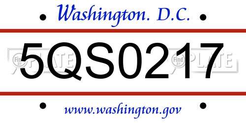 5QS0217 District Of Columbia License Plate