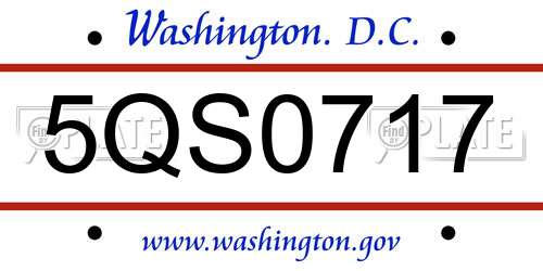 5QS0717 District Of Columbia License Plate