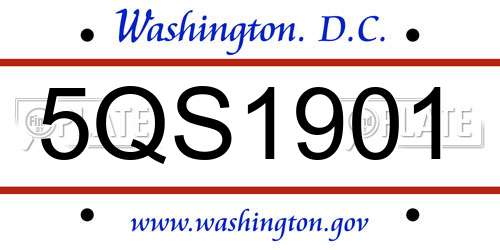 5QS1901 District Of Columbia License Plate