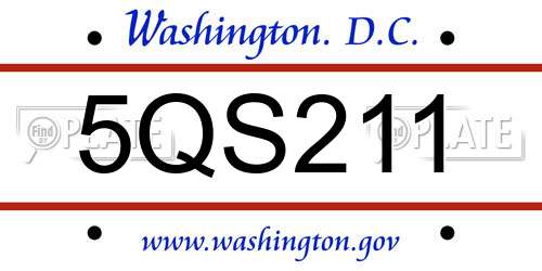 5QS211 District Of Columbia License Plate