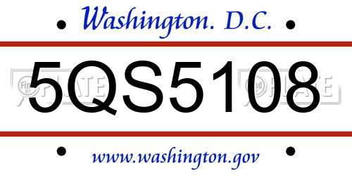 5QS5108 District Of Columbia License Plate