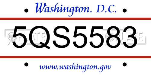 5QS5583 District Of Columbia License Plate