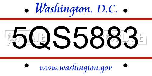 5QS5883 District Of Columbia License Plate