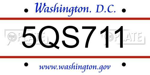 5QS711 District Of Columbia License Plate