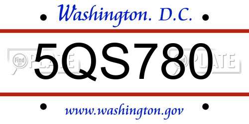 5QS780 District Of Columbia License Plate
