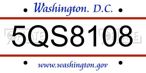 5QS8108 District Of Columbia License Plate