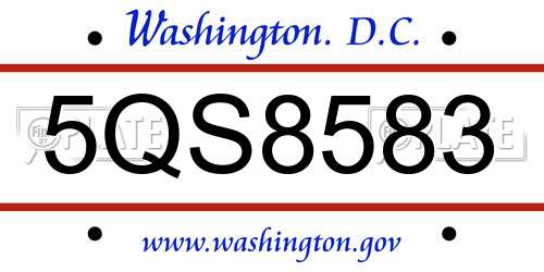5QS8583 District Of Columbia License Plate