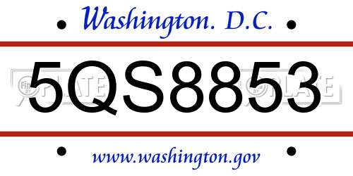 5QS8853 District Of Columbia License Plate