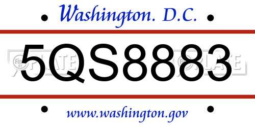 5QS8883 District Of Columbia License Plate