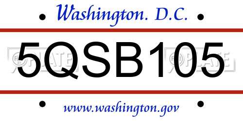 5QSB105 District Of Columbia License Plate