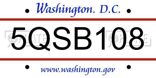 5QSB108 District Of Columbia License Plate