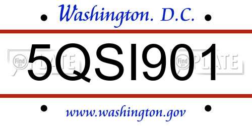 5QSI901 District Of Columbia License Plate