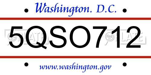 5QSO712 District Of Columbia License Plate