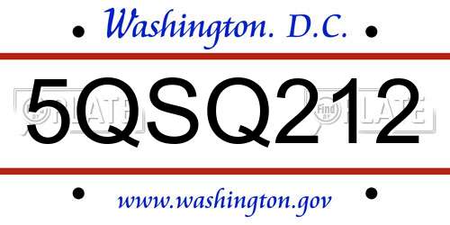5QSQ212 District Of Columbia License Plate
