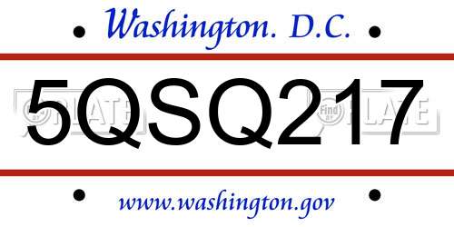 5QSQ217 District Of Columbia License Plate