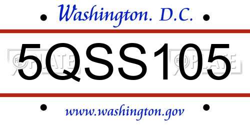 5QSS105 District Of Columbia License Plate