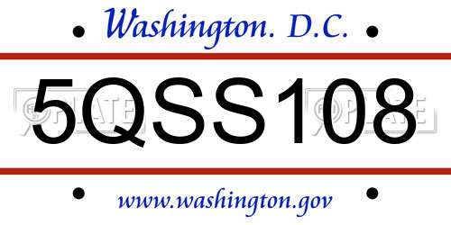 5QSS108 District Of Columbia License Plate