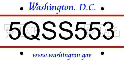 5QSS553 District Of Columbia License Plate