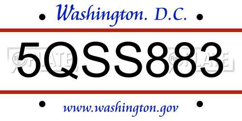 5QSS883 District Of Columbia License Plate