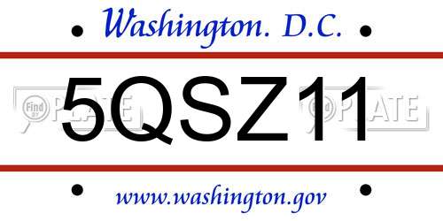 5QSZ11 District Of Columbia License Plate