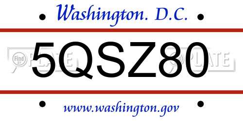 5QSZ80 District Of Columbia License Plate