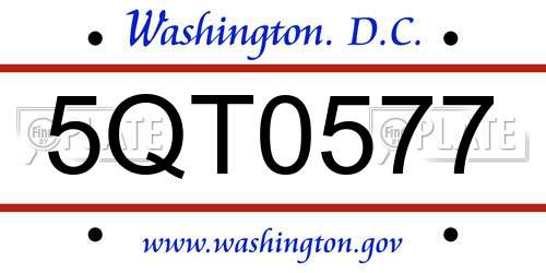 5QT0577 District Of Columbia License Plate