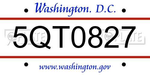 5QT0827 District Of Columbia License Plate