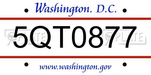 5QT0877 District Of Columbia License Plate