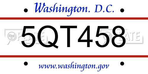 5QT458 District Of Columbia License Plate