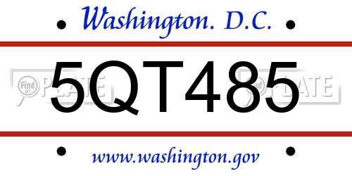 5QT485 District Of Columbia License Plate