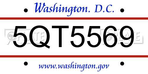 5QT5569 District Of Columbia License Plate