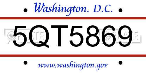 5QT5869 District Of Columbia License Plate