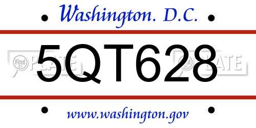5QT628 District Of Columbia License Plate