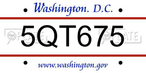 5QT675 District Of Columbia License Plate