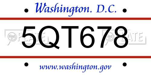 5QT678 District Of Columbia License Plate