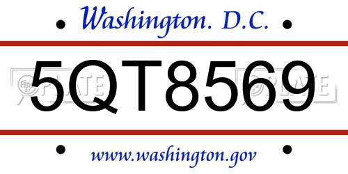 5QT8569 District Of Columbia License Plate