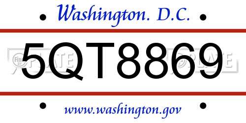 5QT8869 District Of Columbia License Plate
