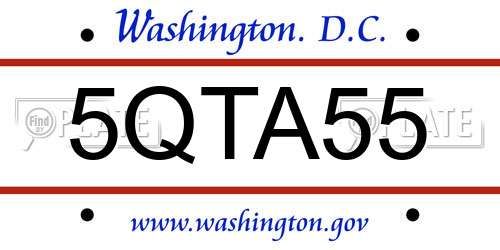 5QTA55 District Of Columbia License Plate