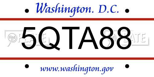 5QTA88 District Of Columbia License Plate