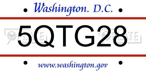 5QTG28 District Of Columbia License Plate