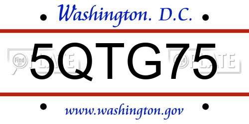 5QTG75 District Of Columbia License Plate