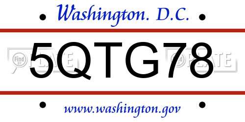 5QTG78 District Of Columbia License Plate